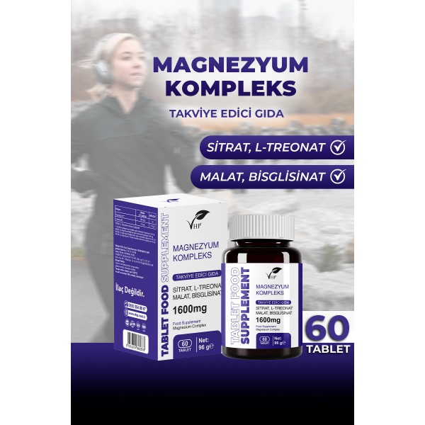 MAGNEZYUM KOMPLEKS TAKVİYE EDİCİ GIDA 60 TABLET