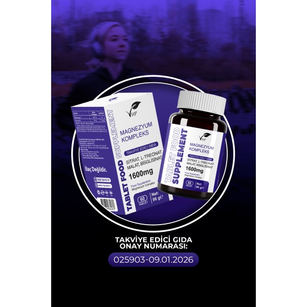 MAGNEZYUM KOMPLEKS TAKVİYE EDİCİ GIDA 60 TABLET