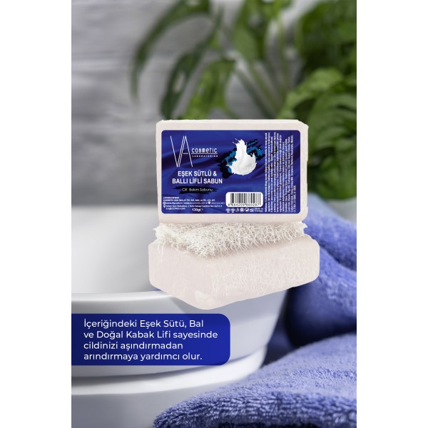VA COSMETIC EŞEK SÜTLÜ BALLI LİFLİ SABUN VA COSMETIC EŞEK SÜTLÜ BALLI LİFLİ SABUN
