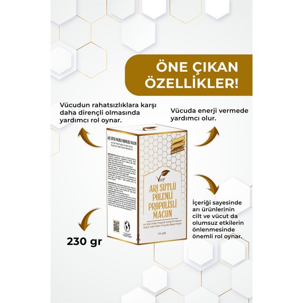 Arı Sütlü Polenli Propolisli Macun 230gr Arı Sütlü Polenli Propolisli Macun 230gr