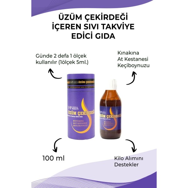 Üzüm Çekrdeğ Içeren Sıvı Gıda Takviyesi 100ml
