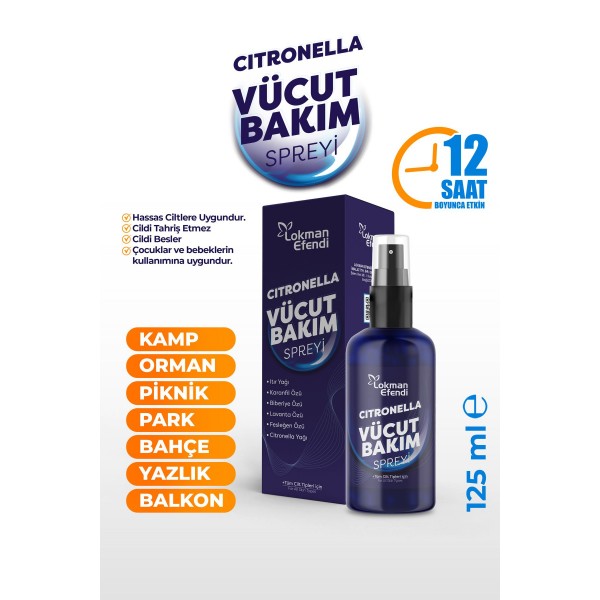 Sivrisinek Ve Kene Kovucu Cıtronella Vücut Bakım Spreyi 125 ml